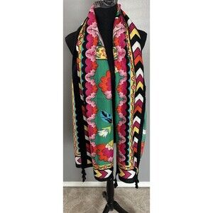 Coeur De Vague Women’s Chevron Tasseled Scarf Multicolor Multifunction Shawl NWT